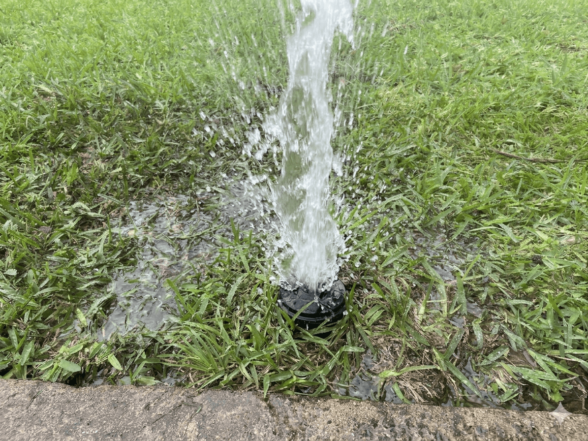 Sprinkler geyser before repair
