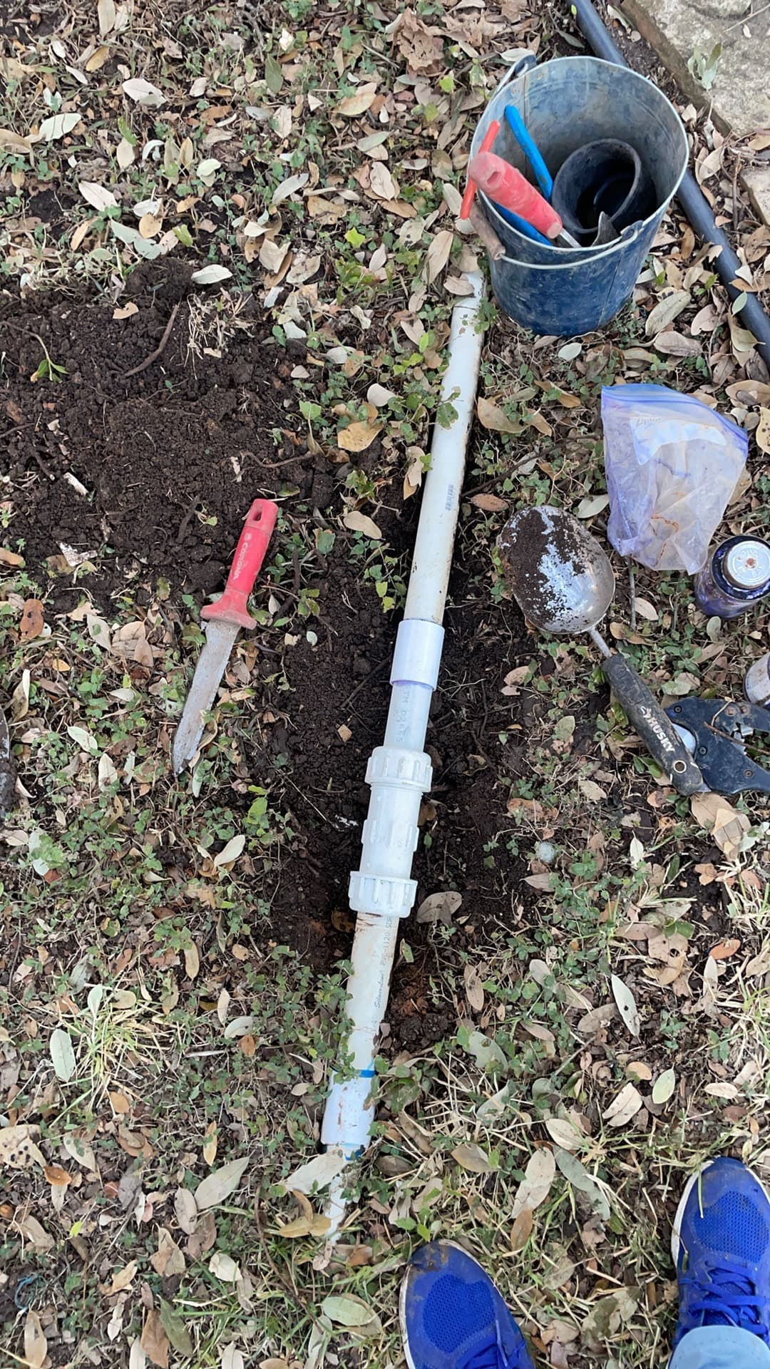New PVC section spliced in after repair