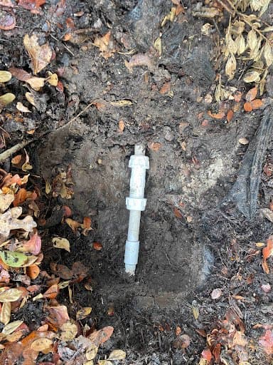 Repaired pipe riser, dry zone